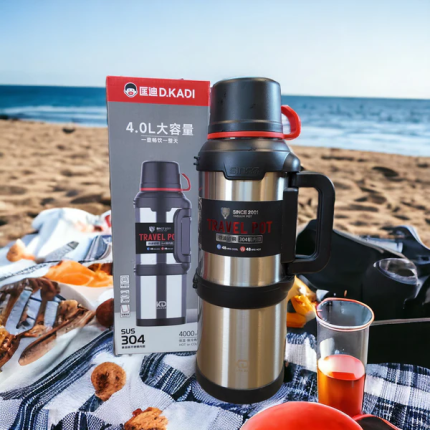 D.KADI - 4L Stainless Steel Vacuum Flask Silver – 24 Hours Hot & Cold